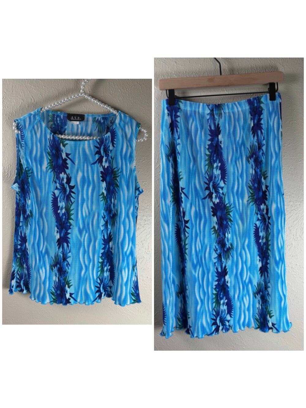 Vintage JTB Set Size Large Skirt Tank Matching Outfit Vacation Resort Summer 90s